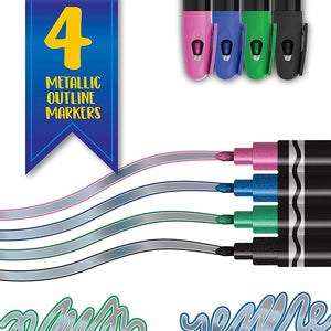 Crayola, Metallic Outline Markers, Assorted Colors, Art Supplies, 4 colors - 01330746