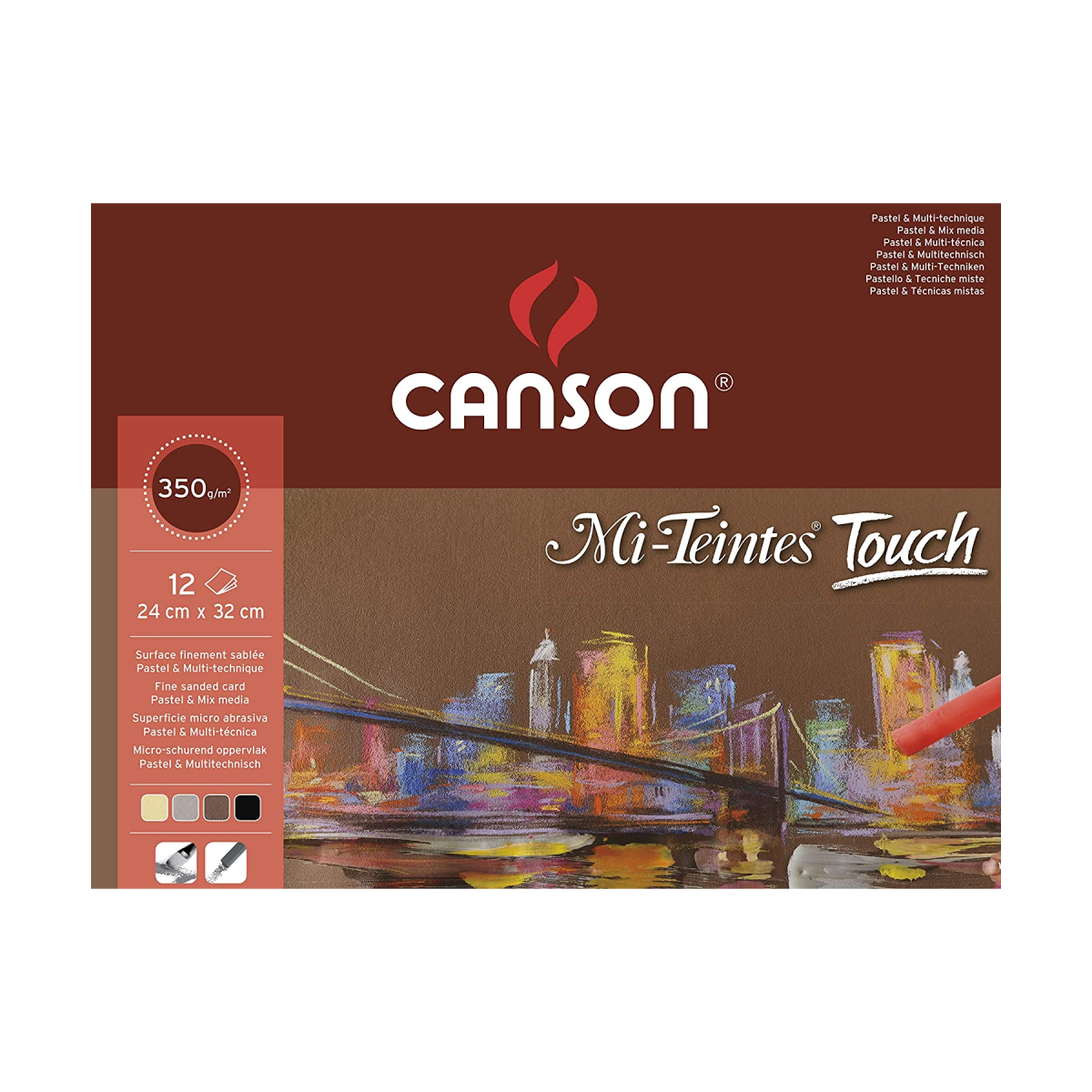 Canson Mi-Teintes Touch Assorted Pastel Paper Pads -( 29.7x42cm) 12 Sheet Pad - 07021226