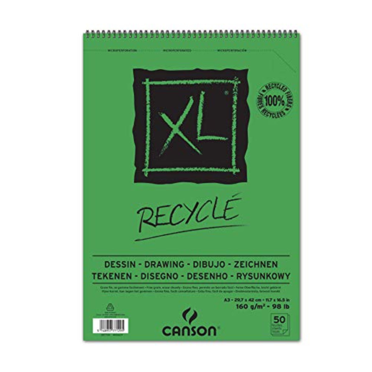 Canson XL Recycled Drawing 50sheet, A3,160g  - 07020999