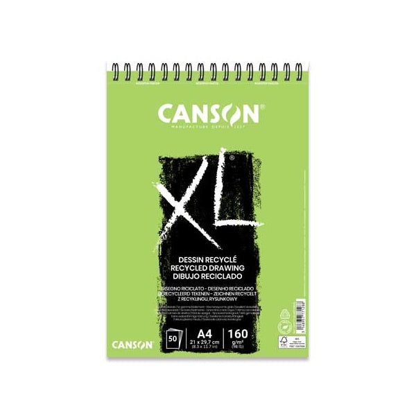 Canson Xl Recycled, Wire Bound Drawing Paper Pad, A4, 50sheet 160g/m² - 07021107