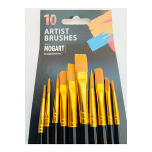 MOGART, Artist Brushes, Nylon, 10pc Assorted tip Size  - 03190008