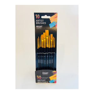 MOGART, Artist Brushes, Nylon, 10pc Assorted tip Size  - 03190008