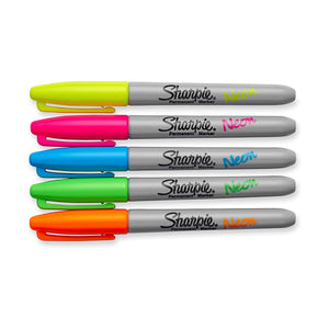 Sharpie - Neon Fine Point Markers, Set of 5 pens - 01390746