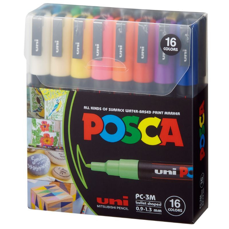 Uni-Posca Marker Pen Set of 16 Assorted Colors (0.9-1.3mm) - 14050413