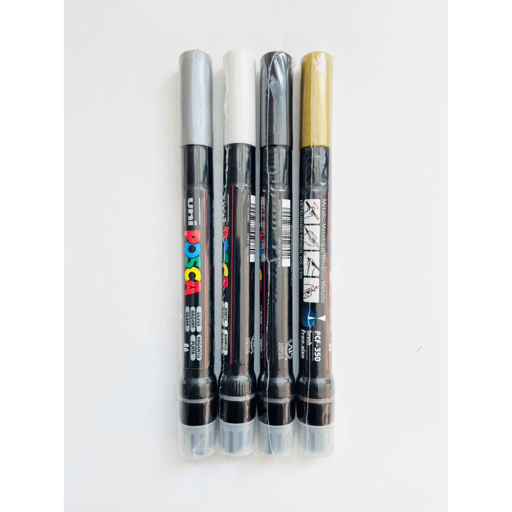 بوسكا ، مجموعة من 4 أقلام تحديد ، فرشاة ألوان متنوعة 