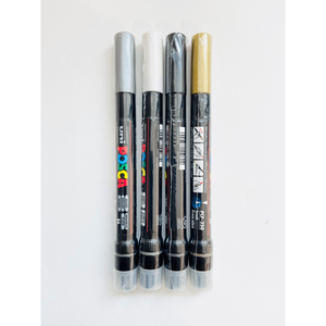 Uni-Posca Marker, Set of 4 markers Brush assorted color PCF350 - (free size)- 03151440