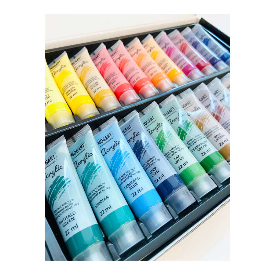 MOGART, Acrylic Paint, 24x 22ml, Tubes - 03190014 - Mogahwi Stationery