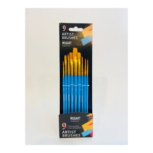 MOGART, Artist Brushes, Nylon, 9pc Assorted tip Size  - 03190007