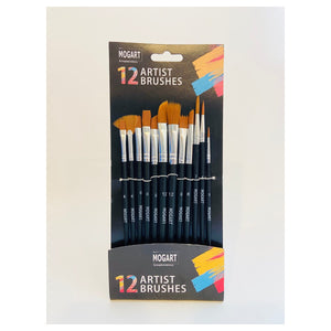 MOGART, Artist Brushes, Nylon,12pc Assorted tip Size  - 03190010