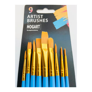 MOGART, Artist Brushes, Nylon, 9pc Assorted tip Size  - 03190007